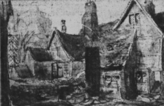 Rear of Hill Street with St. Clement's Church Tower. c1840 W. H. Brooke